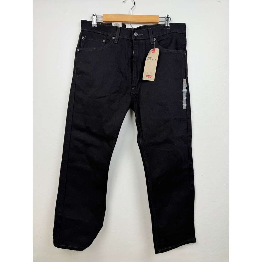NEW Levis 505 Regular Fit Straight W36 L29 Denim Black Jeans Zip Fly 5 Pocket